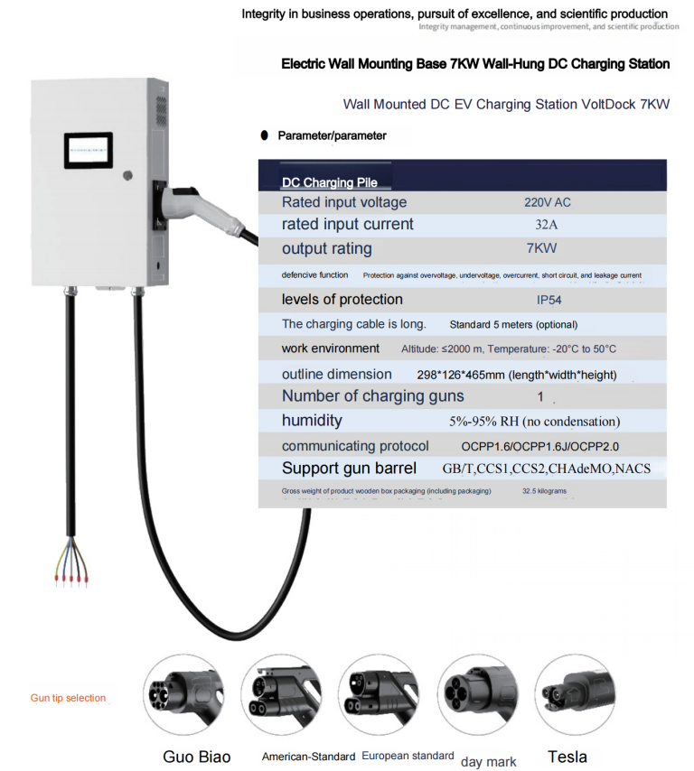 Read more about the article Electric Wall Mounting Base 7KW Wall-Hung DC Charging Station